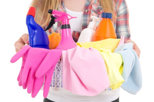 Cleaning team working in a residential property during service
