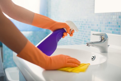 Deep cleaning attention in a Harringay bathroom and bathroom fixtures